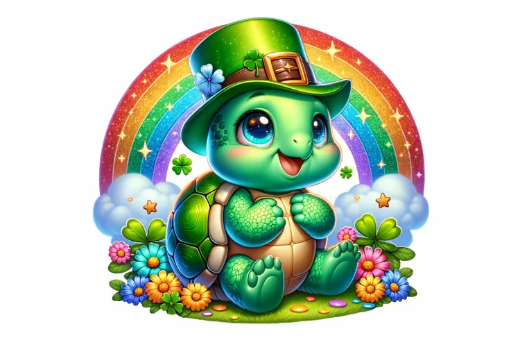 Cute Turtle St Patrick’s Day Clipart Sublimation PNG