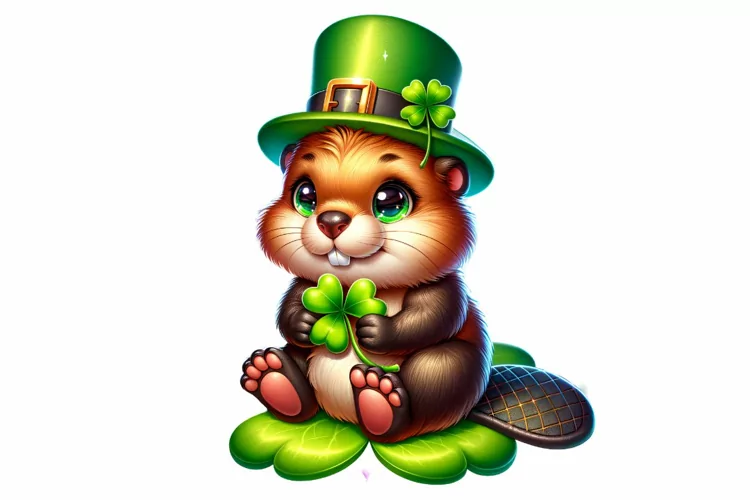 Cute Beaver St Patrick’s Day Clipart Sublimation PNG