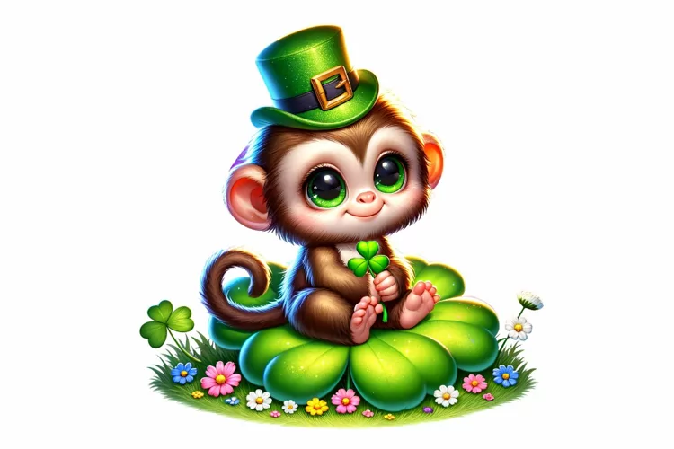 Cute Monkey St Patrick’s Day Clipart Sublimation PNG