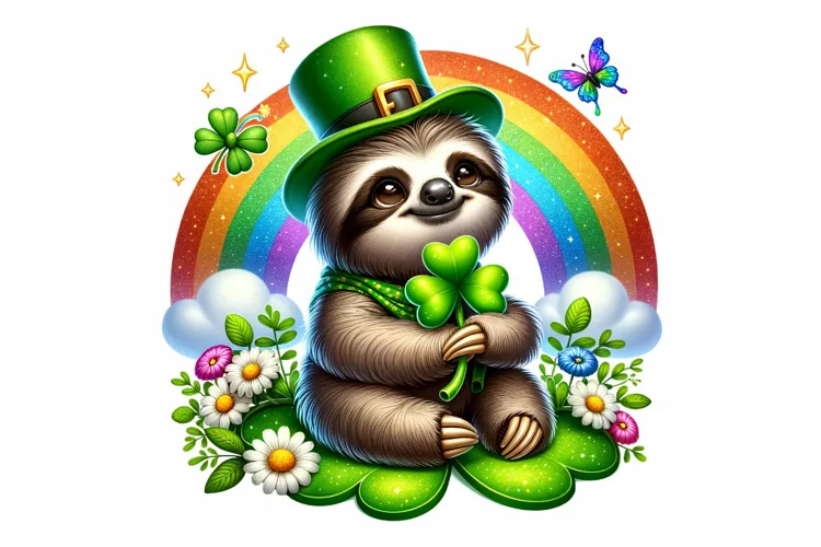 Cute Sloth St Patrick’s Day Clipart Sublimation PNG