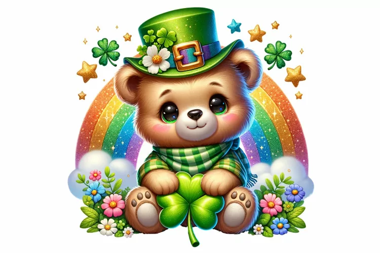 Cute Bear St Patrick’s Day Clipart Sublimation PNG