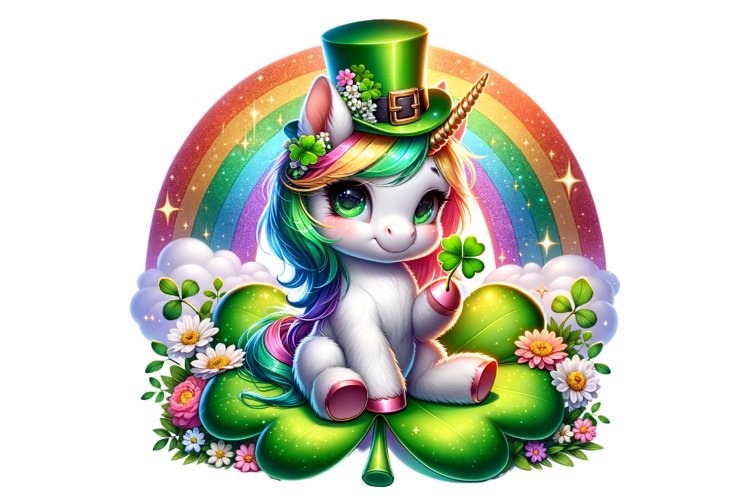 Cute Unicorn St Patrick’s Day Clipart Sublimation PNG