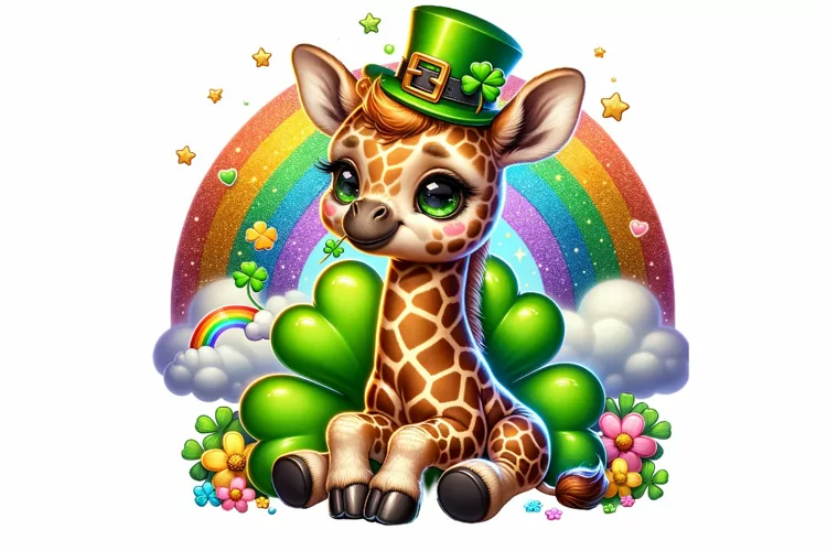 Cute Giraffe St Patrick’s Day Clipart Sublimation PNG