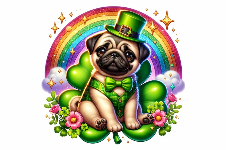 Cute Pug St Patrick’s Day Clipart Sublimation PNG