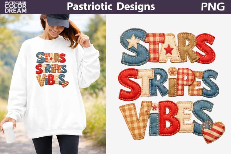 Stars Stripes Vibes Design | Patriotic Sublimation