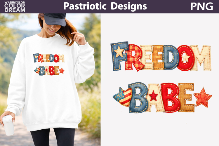 Patriotic Patchwork Quote | Freedom Babe Lettering