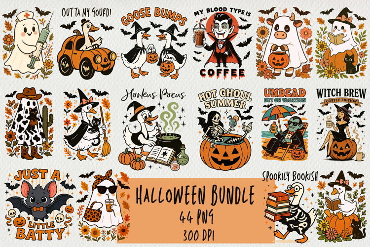 Funny Halloween BUNDLE PNG | Sublimation Design.