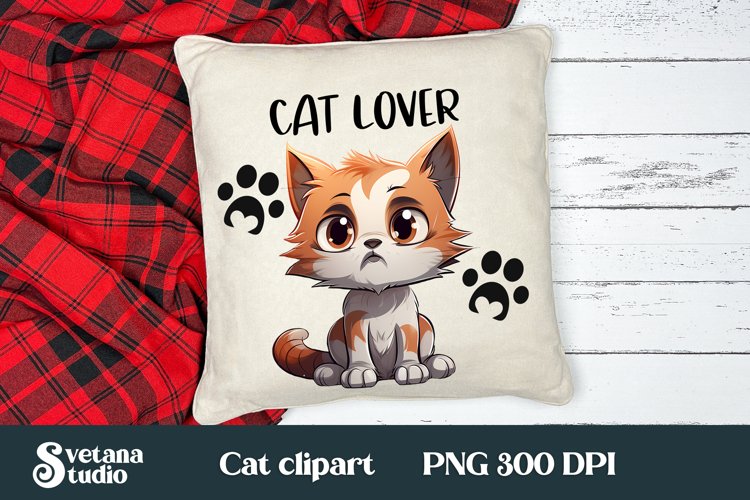 Funny cat clipart PNG| Cat lover pillow sublimation