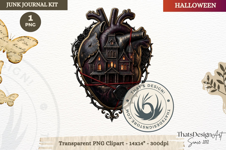 Gothic Haunted House Halloween ephemera clipart Junk Journal