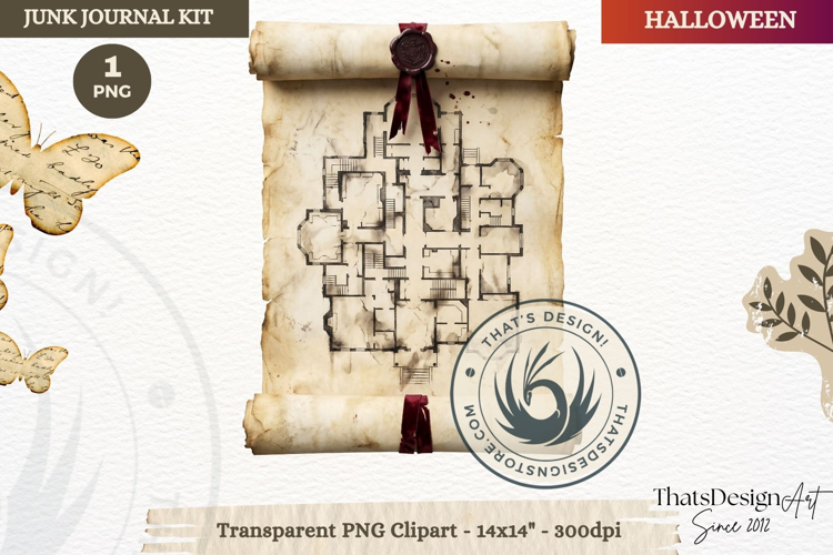 Gothic Haunted House Halloween ephemera clipart Junk Journal