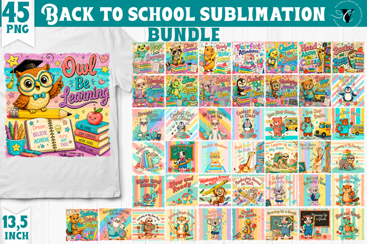 Back to School Sublimation Bundle | Cute Animals Classroom
