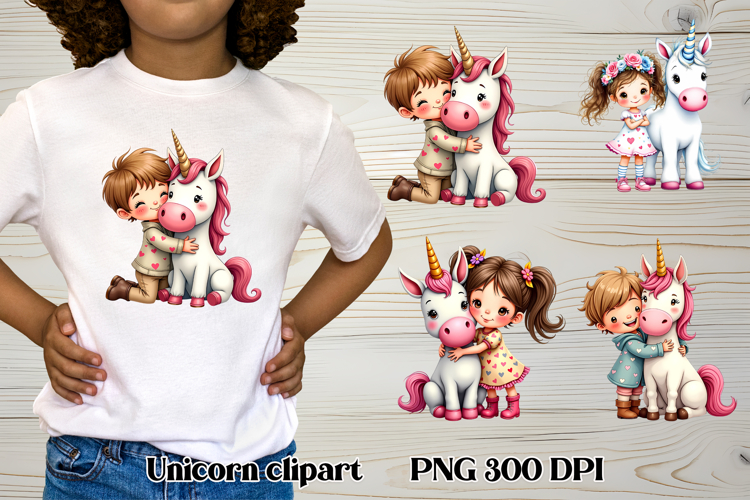 Cute unicorn kids clipart | Cute animal sublimation PNG