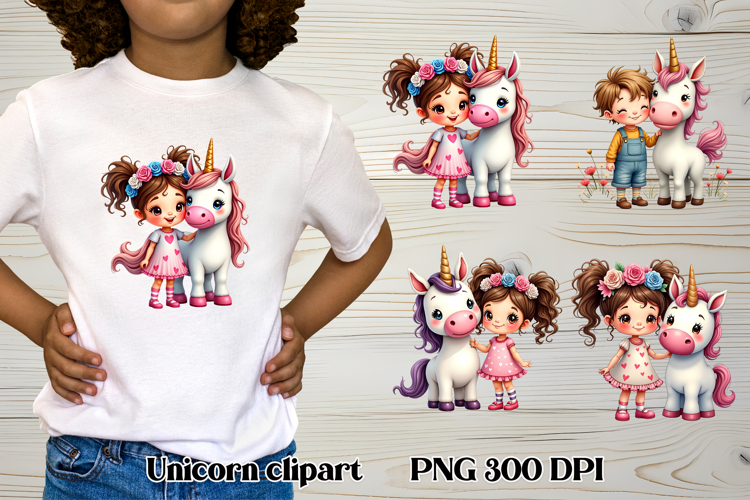 Cute unicorn kids clipart | Cute animal sublimation PNG