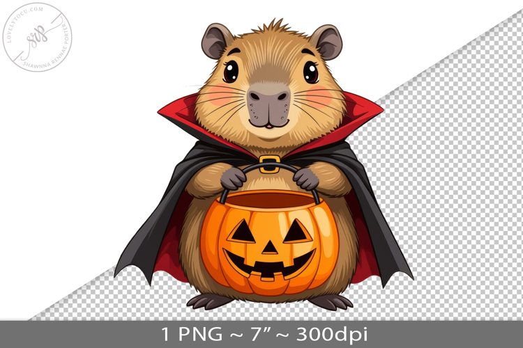 Halloween kawaii capybara dracula PNG graphic