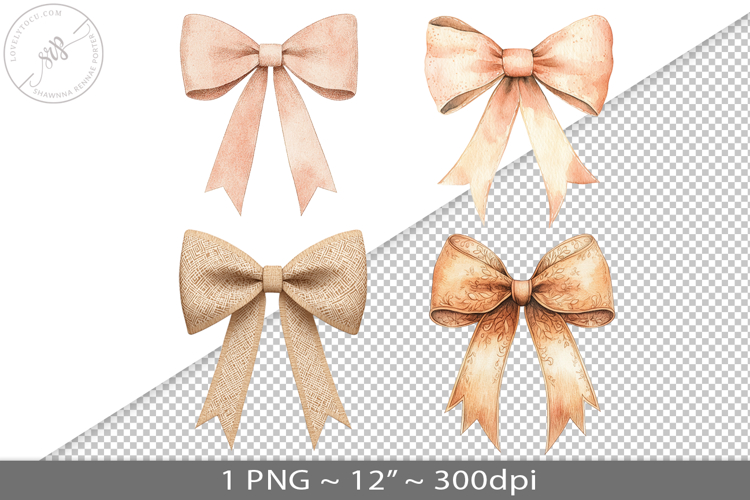 Coquette watercolor bow, PNG graphic