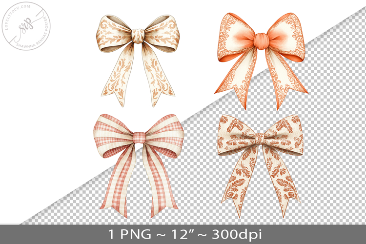 Coquette watercolor bow, PNG graphic