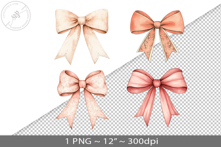 Coquette watercolor bow, PNG graphic
