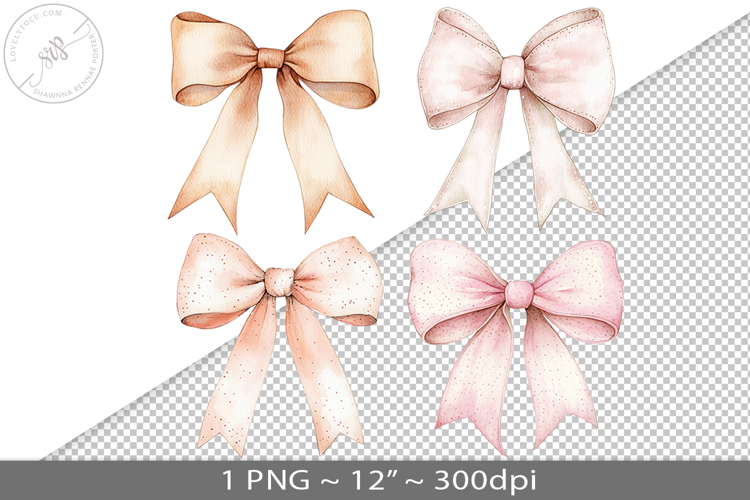 Coquette watercolor bow, PNG graphic