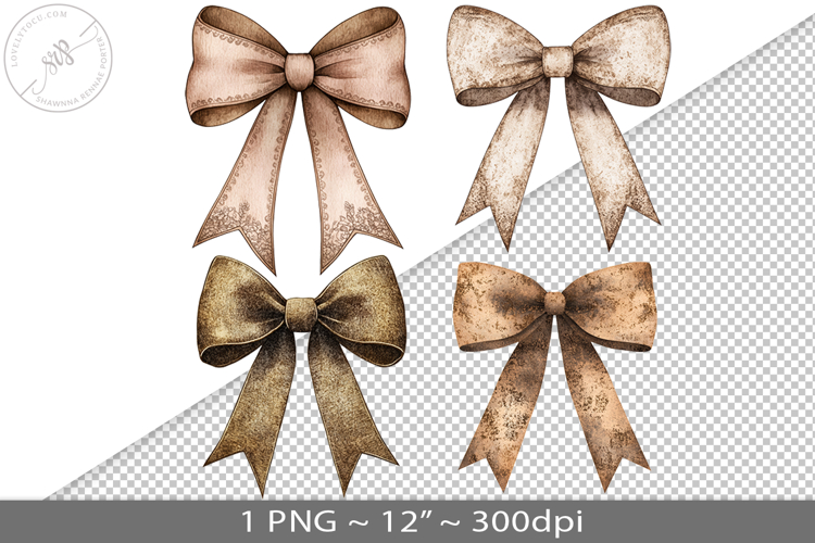 Coquette watercolor bow, PNG graphic