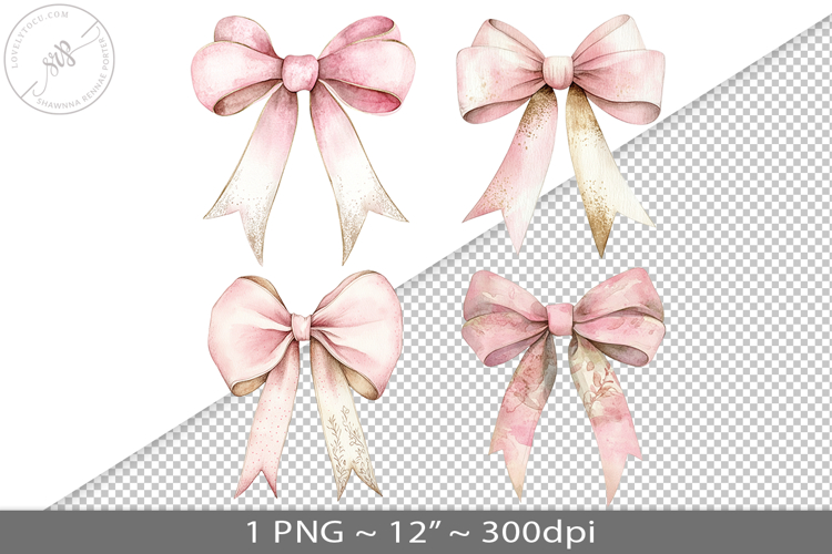 Coquette watercolor bow, PNG graphic
