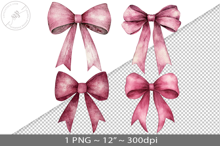 Coquette watercolor bow, PNG graphic