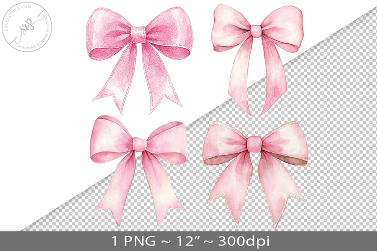 Coquette watercolor bow, PNG graphic
