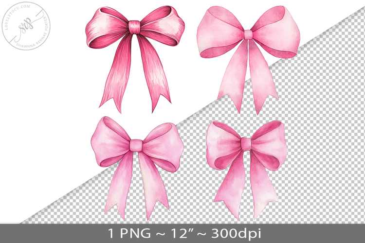 Coquette watercolor bow, PNG graphic