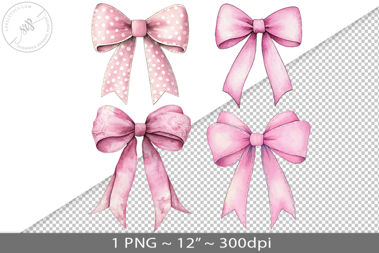 Coquette watercolor bow, PNG graphic