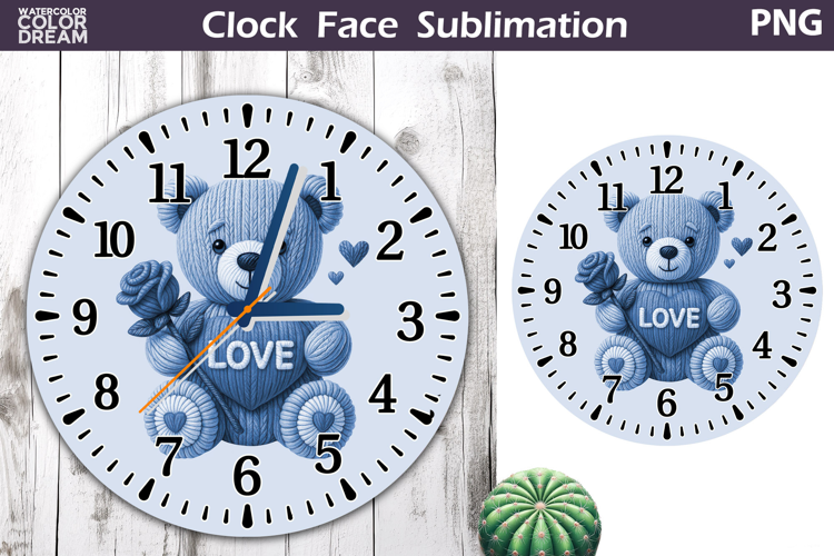 Cute Bear Clock Face Sublimation | Valentine Clock Design