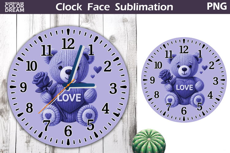 Cute Bear Clock Face Sublimation | Valentine Clock Design