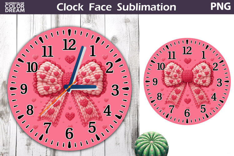 Bow Clock Face Sublimation | Valentine Clock Design example image 1