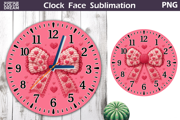 Bow Clock Face Sublimation | Valentine Clock Design