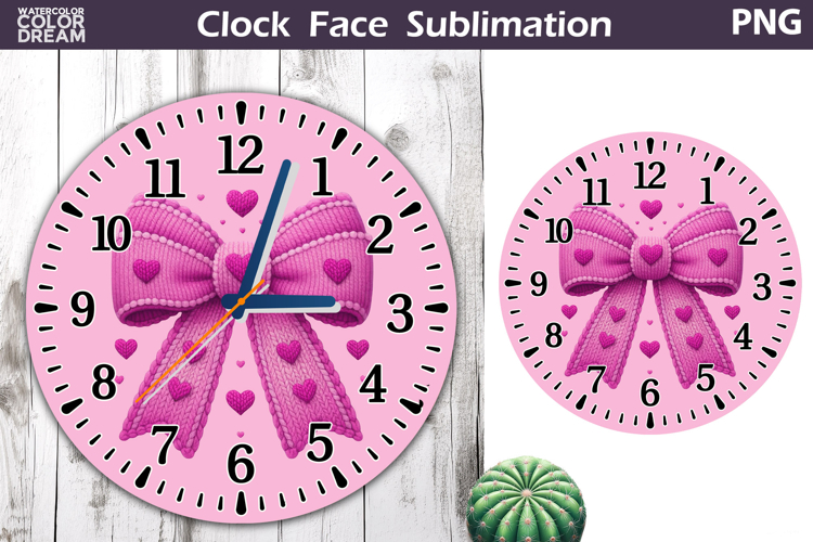 Bow Clock Face Sublimation | Valentine Clock Design