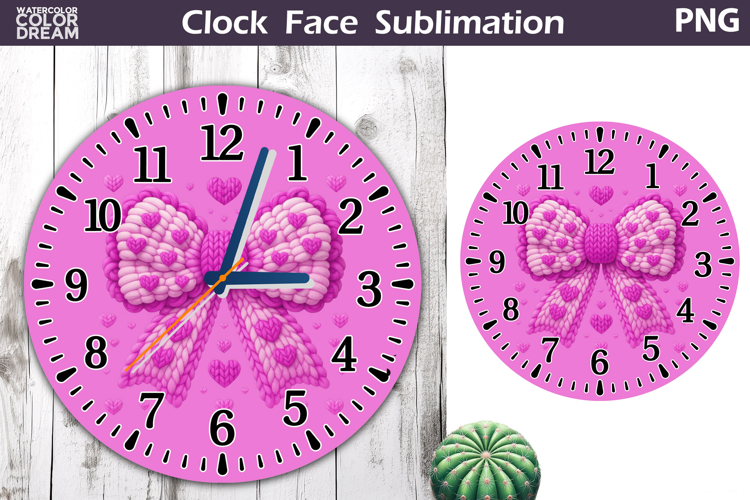 Bow Clock Face Sublimation | Valentine Clock Design