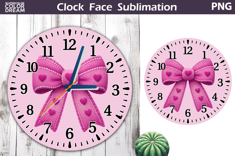 Bow Clock Face Sublimation | Valentine Clock Design