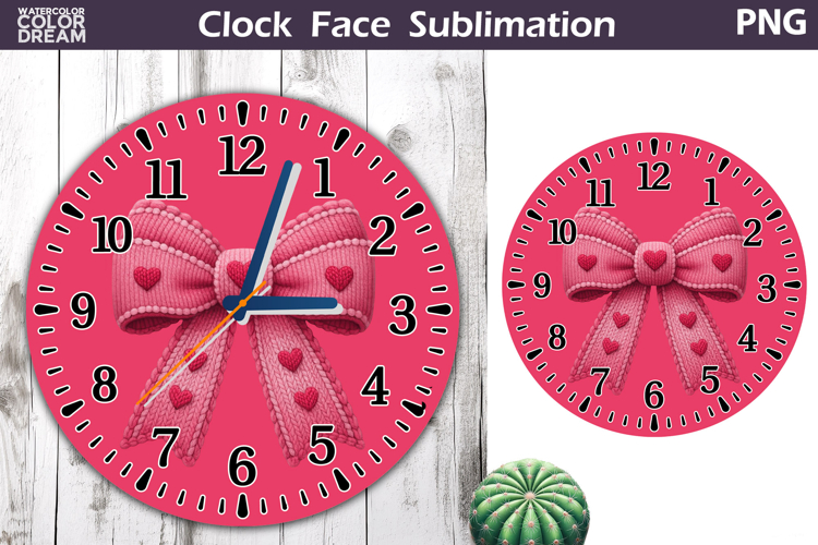 Bow Clock Face Sublimation | Valentine Clock Design