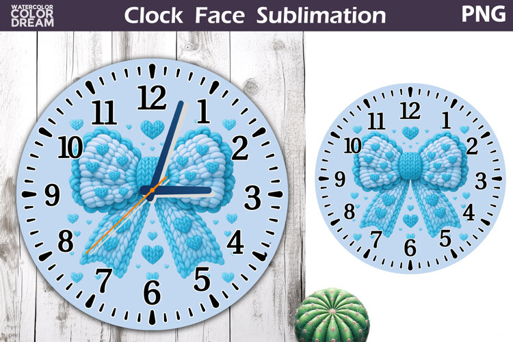 Bow Clock Face Sublimation | Valentine Clock Design example image 1