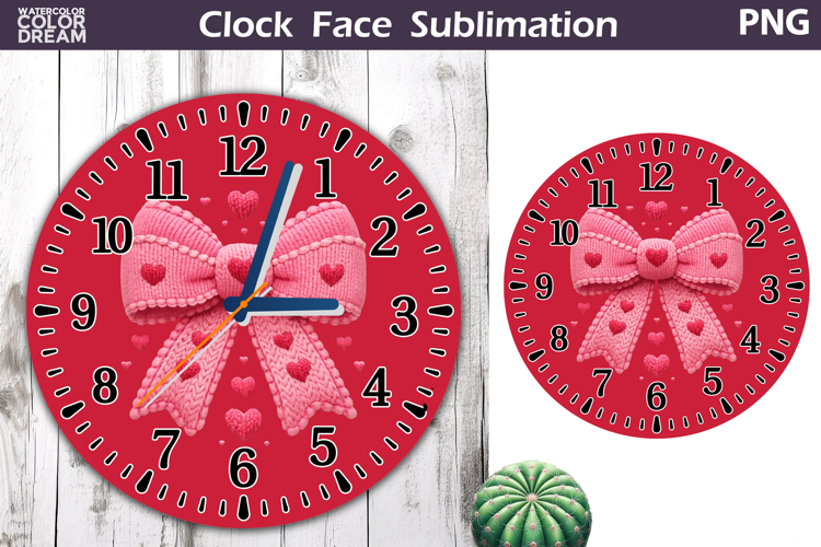 Bow Clock Face Sublimation | Valentine Clock Design