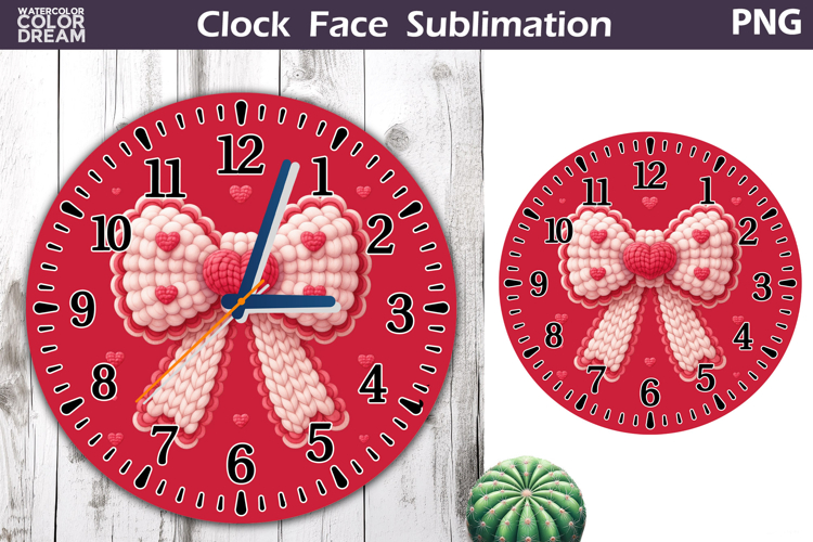 Bow Clock Face Sublimation | Valentine Clock Design