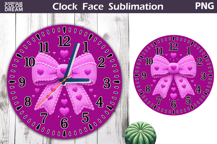 Bow Clock Face Sublimation | Valentine Clock Design