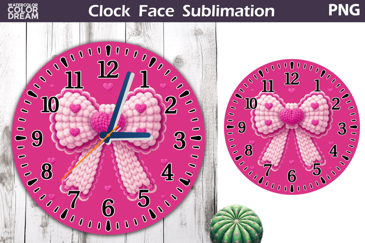 Bow Clock Face Sublimation | Valentine Clock Design