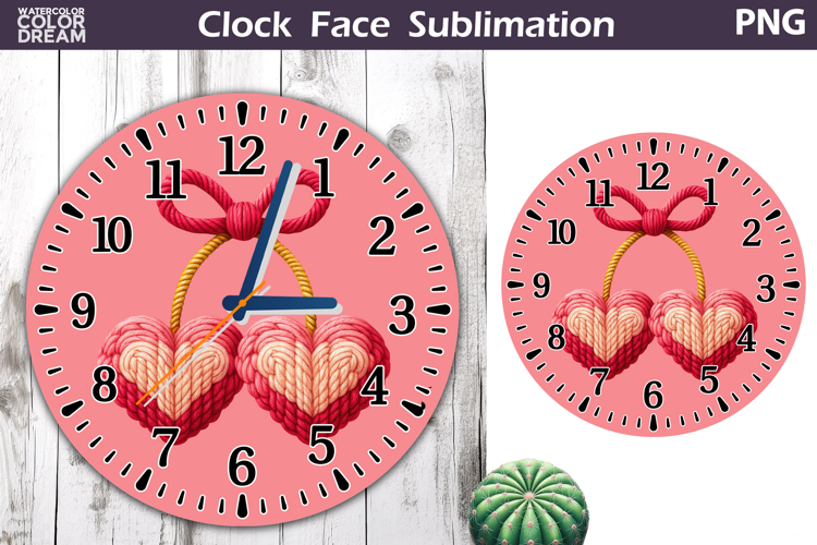Cherry Heart Clock Face Sublimation | Valentine Clock Design