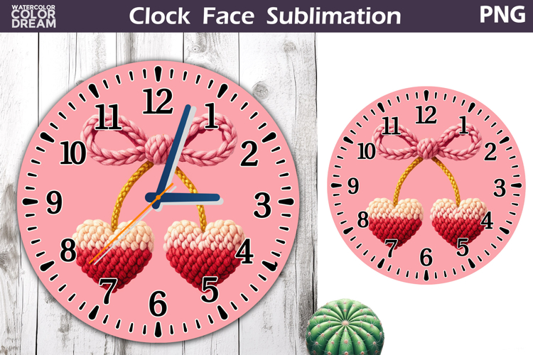 Cherry Heart Clock Face Sublimation | Valentine Clock Design