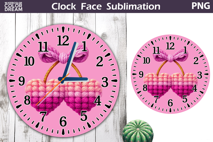 Cherry Heart Clock Face Sublimation | Valentine Clock Design