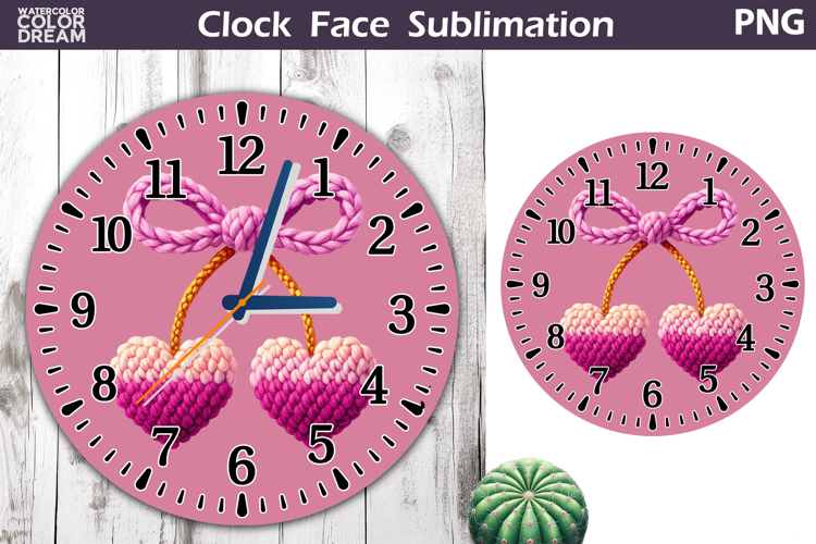 Cherry Heart Clock Face Sublimation | Valentine Clock Design