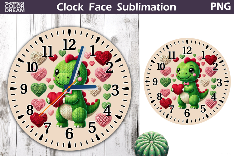 Dino Heart Clock Face | Dinosaur Valentine Clock Design