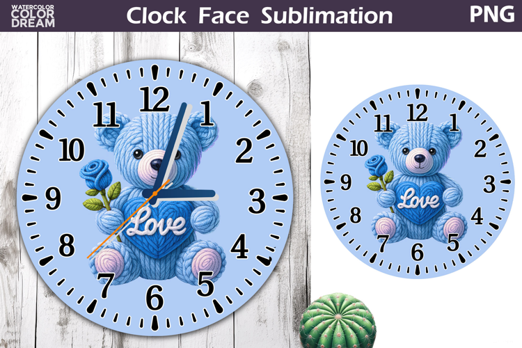 Cute Bear Clock Face Sublimation | Valentine Clock Design