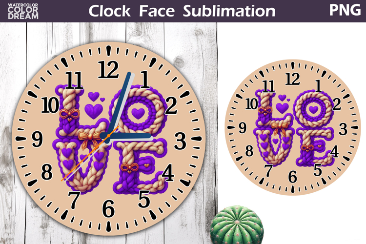 Love Clock Face Sublimation | Valentine Clock Design