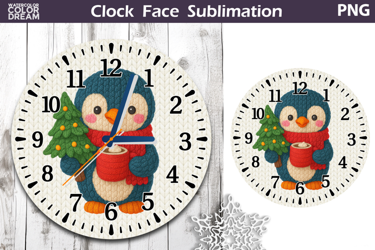 Cute Penguin Clock Face | Christmas Clock Design