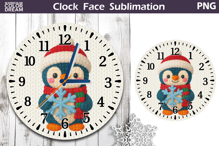 Cute Penguin Clock Face | Christmas Clock Design